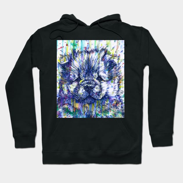 CHOW CHOW PUPPY - watercolor and ink portrait Hoodie by lautir
